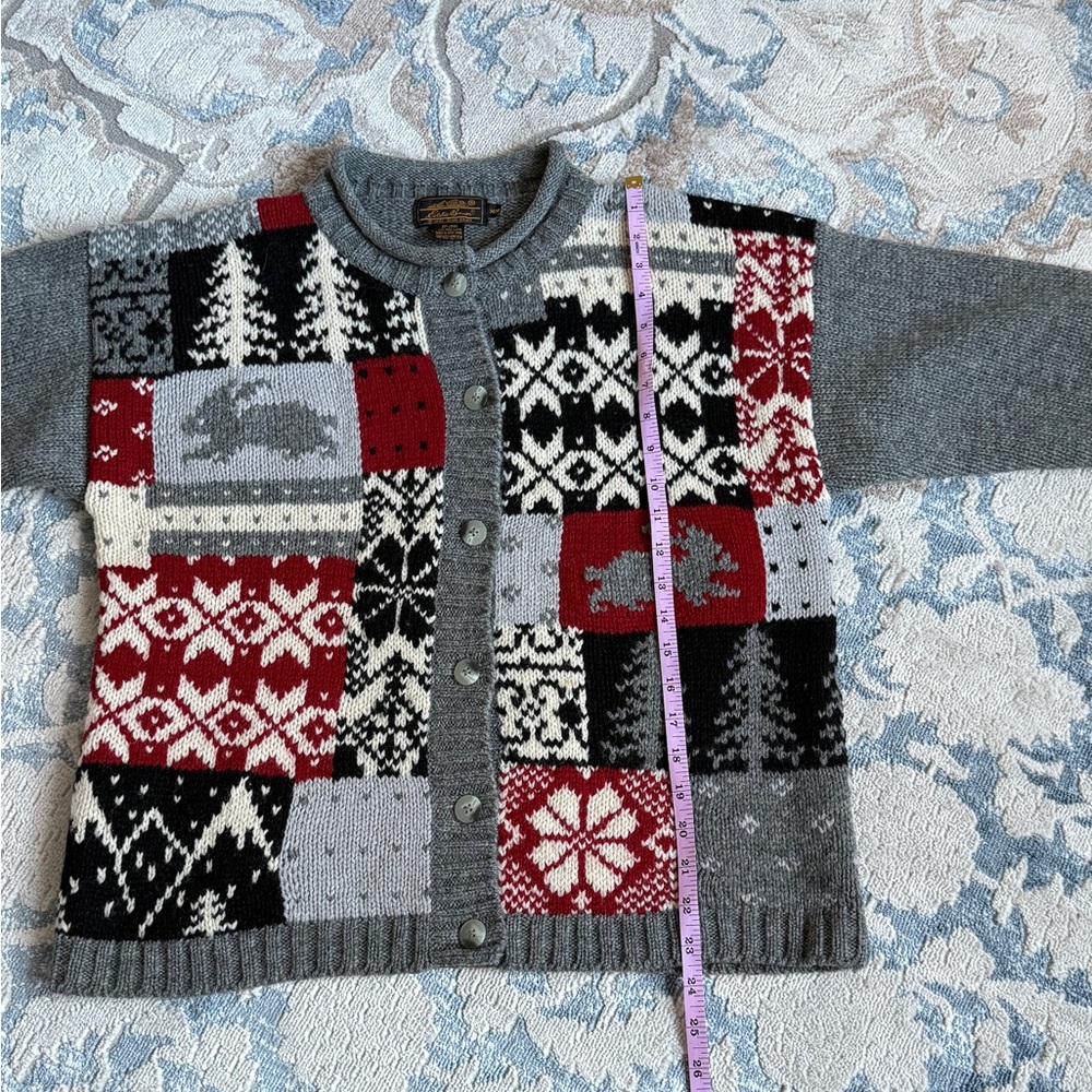 Eddie Bauer vintage cardigan sweater womens sz M high quality %100 wool in gray - Picture 7 of 8
